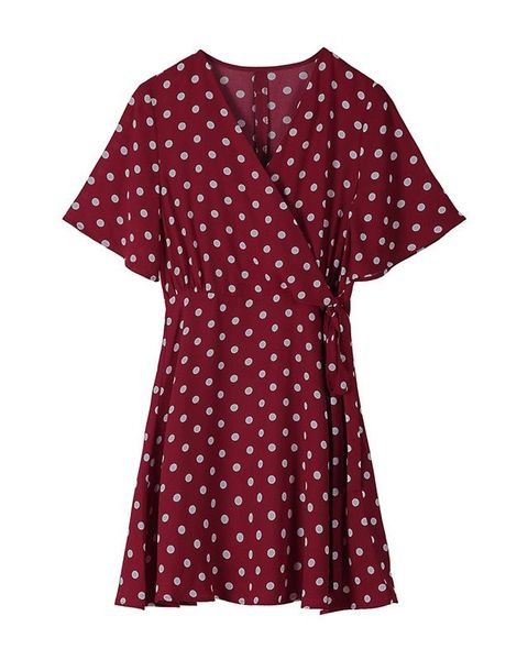 casual women's polka dot dress summer new 2019 chiffon short-sleeved a word skirt waist was thin, Black;gray
casual women's polka dot dress summer new 2019 chiffon short-sleeved a word skirt waist was thin, Black;gray