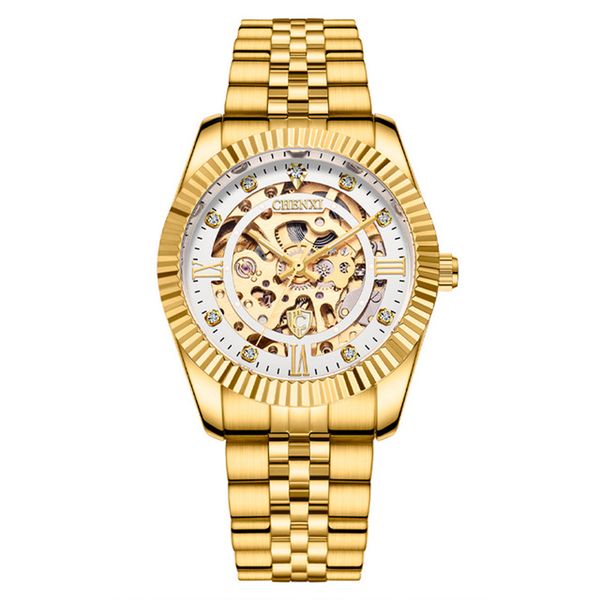 chenxi men gold wristwatch male automatic mechanical stainless steel strap watch skeleton hollowout clock sports watches male gift, Slivery;brown
chenxi men gold wristwatch male automatic mechanical stainless steel strap watch skeleton hollowout clock sports watches male gift, Slivery;brown