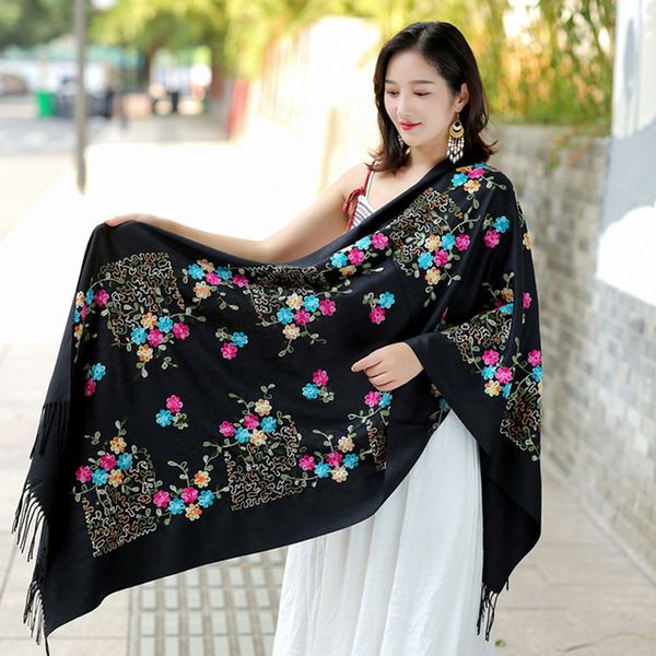 vintage new women floral embroidery scarf wrap chinese ethical style thickening big travel edging scarf shawl warm and soft
vintage new women floral embroidery scarf wrap chinese ethical style thickening big travel edging scarf shawl warm and soft