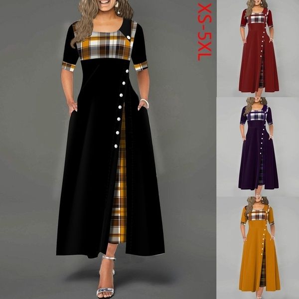 fashionable round collar color contrast medium sleeve irregular skirt, women's half sleeve plaid print button detail dress, Black;gray
fashionable round collar color contrast medium sleeve irregular skirt, women's half sleeve plaid print button detail dress, Black;gray