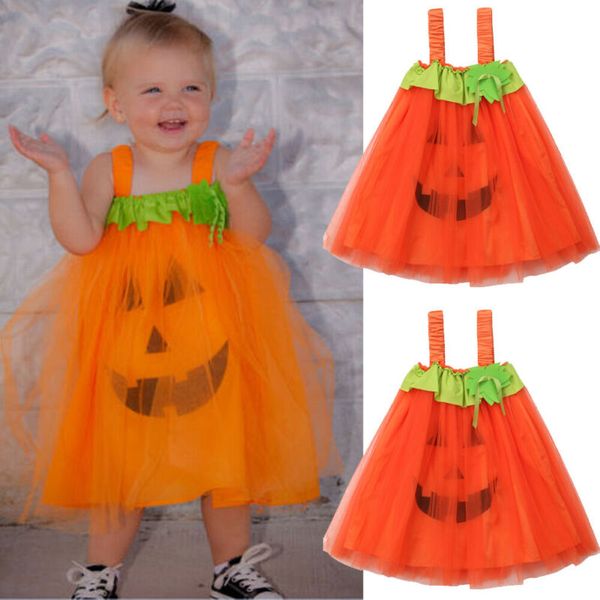 pumpkin baby kids girl sleeveless princess dress party pageant gown costume