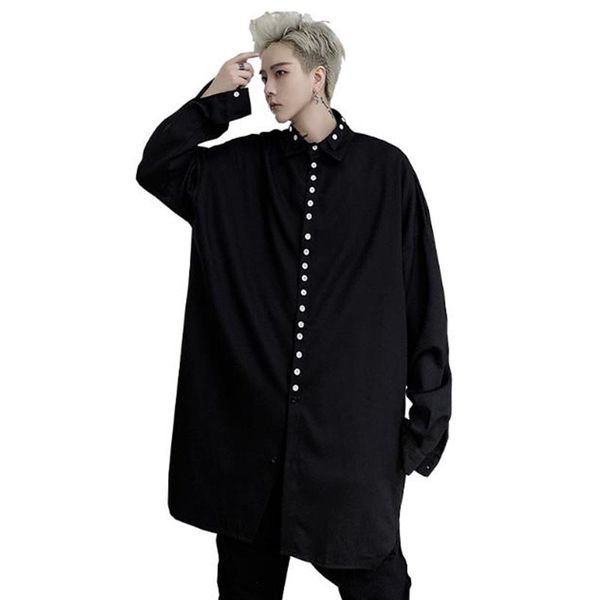 men multiple buttons casual long sleeve loose shirts male punk gothic hip hop long style shirt, White;black
men multiple buttons casual long sleeve loose shirts male punk gothic hip hop long style shirt, White;black