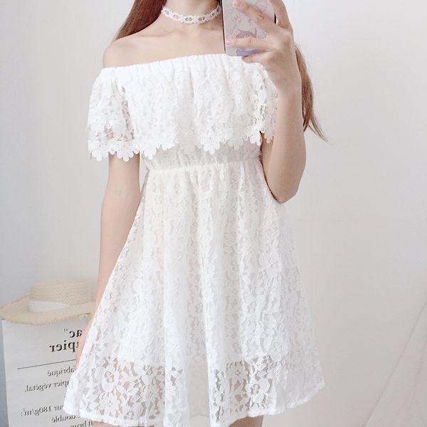 casual dresses spring and summer women students slash neck strapless dress long lace stitching fashion temperament sweet lolita, Black;gray
casual dresses spring and summer women students slash neck strapless dress long lace stitching fashion temperament sweet lolita, Black;gray