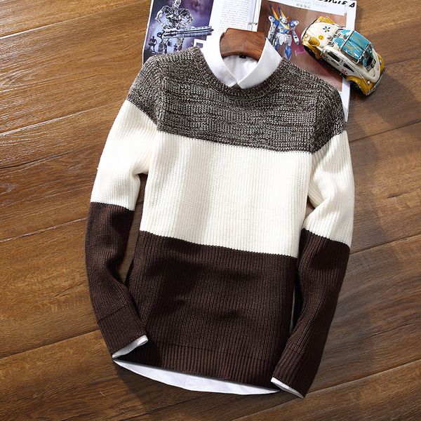 

2017 fashion spliced couple striped round neck pullovers sweater , fall men's casual full sweater , boys girl can wear sweaters, White;black
