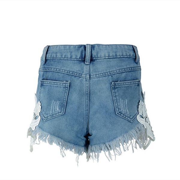 women high waist denim hole shorts push up tassel shorts casual patchwork jean, White;black
women high waist denim hole shorts push up tassel shorts casual patchwork jean, White;black