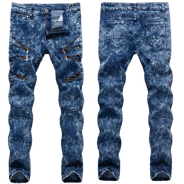 fashion tide men's straight cylinders jeans men's trousers skinny jeans zipper pants, Blue
fashion tide men's straight cylinders jeans men's trousers skinny jeans zipper pants, Blue