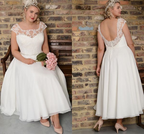 plus size new tea length wedding dresses sheer neck with applique sleeves backless beaded wedding reception dress bridal gowns new, White
plus size new tea length wedding dresses sheer neck with applique sleeves backless beaded wedding reception dress bridal gowns new, White
