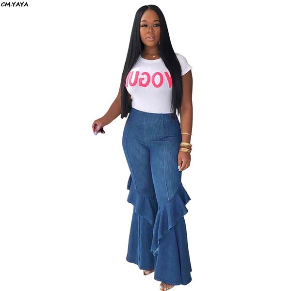 2019 new women summer skew ruffles splicing wide leg flare jean pants vintage fashion denim long trousers glme277, Blue
2019 new women summer skew ruffles splicing wide leg flare jean pants vintage fashion denim long trousers glme277, Blue