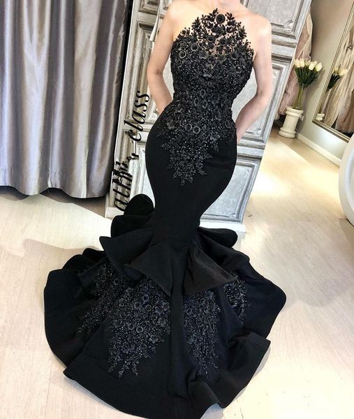 black gothic mermaid evening dresses elie saab illusion lace appliqued beads formal prom party gowns yousef aljasmi vestidos de quinc, Black;red
black gothic mermaid evening dresses elie saab illusion lace appliqued beads formal prom party gowns yousef aljasmi vestidos de quinc, Black;red
