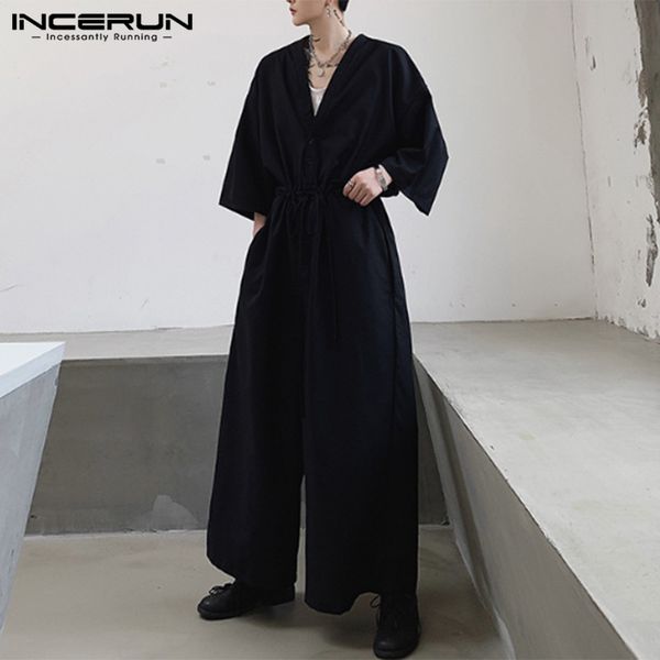 men's pants incerun men jumpsuit v neck baggy leisure solid 2021 rompers half sleeve stylish chic wide leg overalls streetwear s-5xl, Black
men's pants incerun men jumpsuit v neck baggy leisure solid 2021 rompers half sleeve stylish chic wide leg overalls streetwear s-5xl, Black