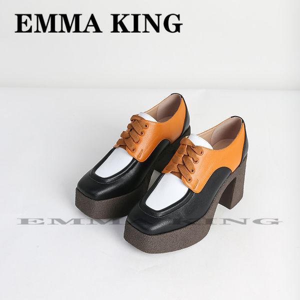 platforms ankle boot brown square toe women genuine leather runway shoes femme multicolor stitching high heel lace up pump mujer, Black
platforms ankle boot brown square toe women genuine leather runway shoes femme multicolor stitching high heel lace up pump mujer, Black