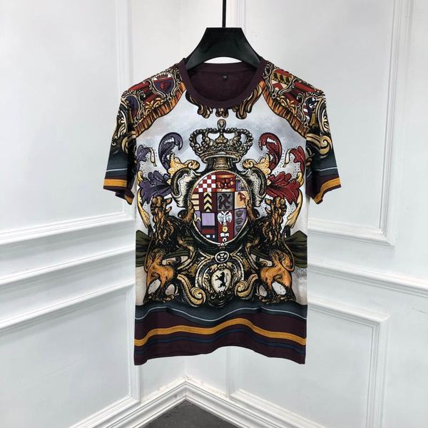 w05420 2020 runway luxury european design short print party style t-shirts men's clothing, White;black
w05420 2020 runway luxury european design short print party style t-shirts men's clothing, White;black