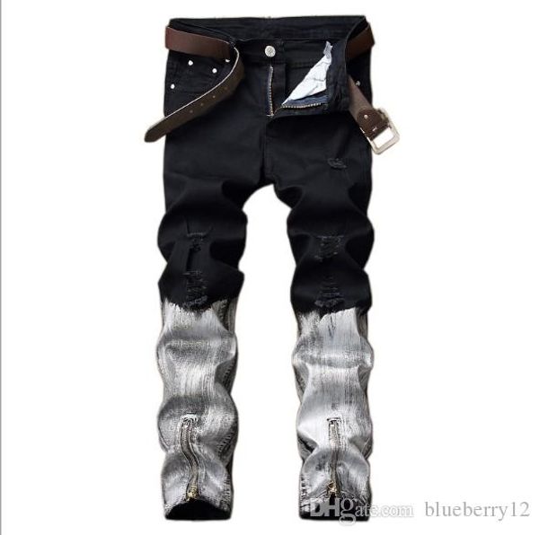 mens jeans high street hole and distrressed pants slim feet jeans color black and white plus size 30-40, Blue
mens jeans high street hole and distrressed pants slim feet jeans color black and white plus size 30-40, Blue