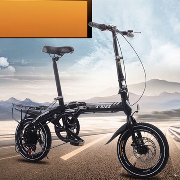 folding bicycle speed change two-disc brake 14-inch folding car small portable student leisure bicycle