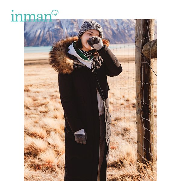 inman 2018 winter new arrival hooded fur collar loose simple style long woman down coat, Black
inman 2018 winter new arrival hooded fur collar loose simple style long woman down coat, Black