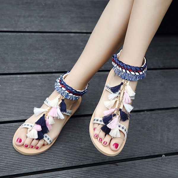embroidered sandals female 2019 summer new retro tassel comfortable flat-bottom national wind rome flat with student shoes, Black
embroidered sandals female 2019 summer new retro tassel comfortable flat-bottom national wind rome flat with student shoes, Black