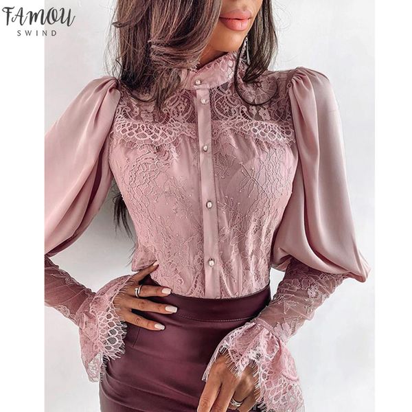 women lace patchwork flare sleeve buttoned blouse chic elegant spring fall flutter sleeve office stand collar shirt chiffon casual, White
women lace patchwork flare sleeve buttoned blouse chic elegant spring fall flutter sleeve office stand collar shirt chiffon casual, White