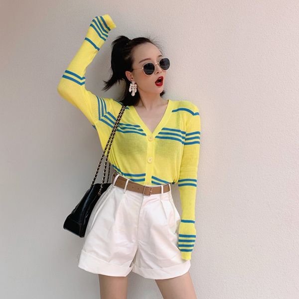 sweater cardigans women v-neck striped long sleeve slim sweater short knit casual autumn wild female cardigans drop o, White
sweater cardigans women v-neck striped long sleeve slim sweater short knit casual autumn wild female cardigans drop o, White