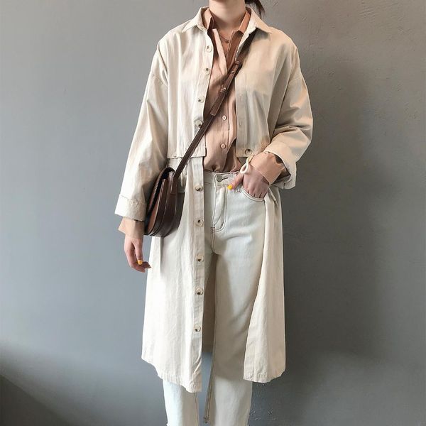 casual loose women trench coat spring 2019 full sleeve european long windbreaker solid harajuku ladies overcoat, Tan;black
casual loose women trench coat spring 2019 full sleeve european long windbreaker solid harajuku ladies overcoat, Tan;black