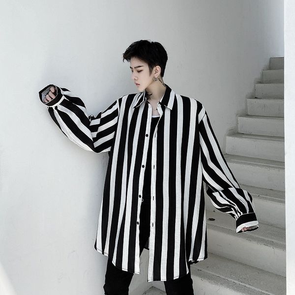 summer tide brand hair stylist long-sleeved shirt male korean version of loose black and white striped casual linen shirt, White;black
summer tide brand hair stylist long-sleeved shirt male korean version of loose black and white striped casual linen shirt, White;black