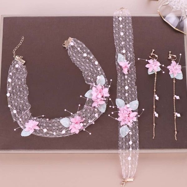forseven korean sweet women girl pink flowers lace gauze necklace hairband drop earring set bridal bride wedding hair jewelry, Slivery;golden
forseven korean sweet women girl pink flowers lace gauze necklace hairband drop earring set bridal bride wedding hair jewelry, Slivery;golden