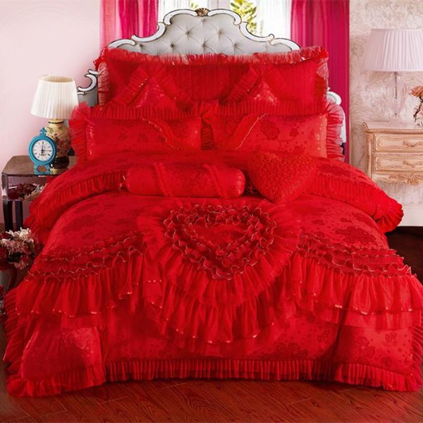38 4/6/9 pcs red pink silk cotton wedding bedding set king size bed set lace duvet cover bed sheet pillowcas
38 4/6/9 pcs red pink silk cotton wedding bedding set king size bed set lace duvet cover bed sheet pillowcas