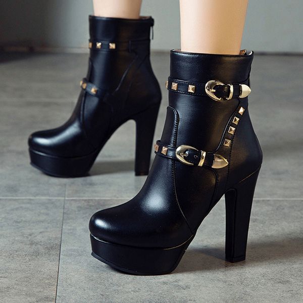 women boots thin high heels ankle boots leather zipper black female round toe waterproof platform shoes plus size 35-43
women boots thin high heels ankle boots leather zipper black female round toe waterproof platform shoes plus size 35-43