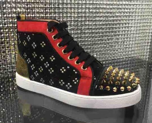 wholesale wedding designers brand red sole sneaker suede/leather gold strass louflat high sneaker winter fashion shoes men women, Black
wholesale wedding designers brand red sole sneaker suede/leather gold strass louflat high sneaker winter fashion shoes men women, Black