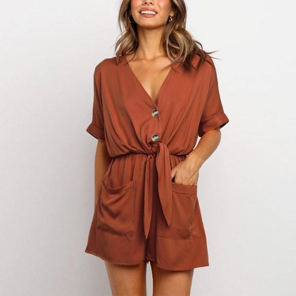 2colors women playsuits spring summer solid color knotted waist romper fashion casual v-neck short-sleeved female jumpsuit, Black;white
2colors women playsuits spring summer solid color knotted waist romper fashion casual v-neck short-sleeved female jumpsuit, Black;white