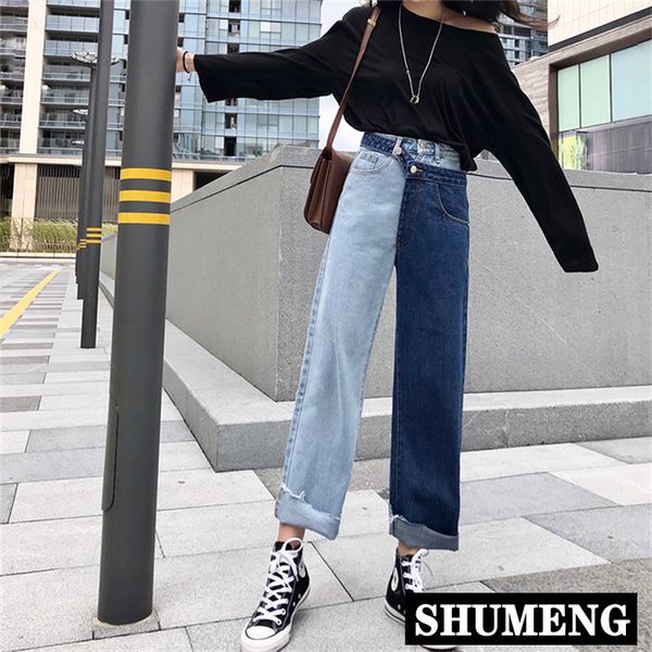 2020 women jeans straight pants high waist ripped jeans ropa mujer loose ankle-length mixed color denim wide leg pants trousers, Blue
2020 women jeans straight pants high waist ripped jeans ropa mujer loose ankle-length mixed color denim wide leg pants trousers, Blue
