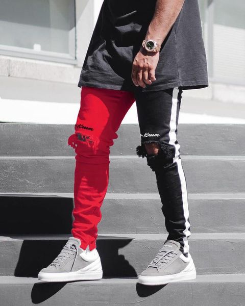 men's jean pantalon homme plaid patchwork jeans trendy patches design ripped distressed denim long pants jeans slim straight, Blue
men's jean pantalon homme plaid patchwork jeans trendy patches design ripped distressed denim long pants jeans slim straight, Blue