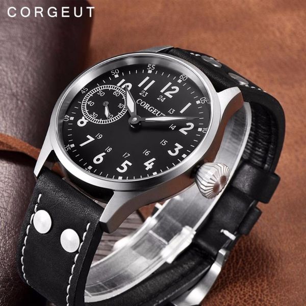corgeut fashion leather mechanical men wrist watch jewels hand winding leather watch men, Slivery;brown
corgeut fashion leather mechanical men wrist watch jewels hand winding leather watch men, Slivery;brown