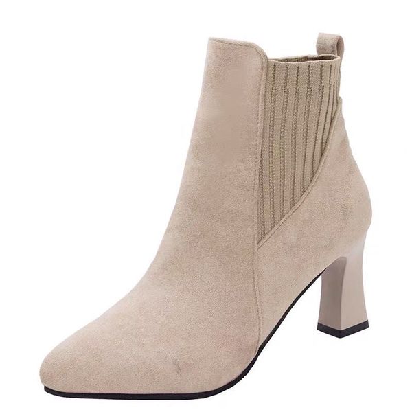 boots chinese autumn pointed thick heel socks women's single elastic high short tube shoes, Black
boots chinese autumn pointed thick heel socks women's single elastic high short tube shoes, Black