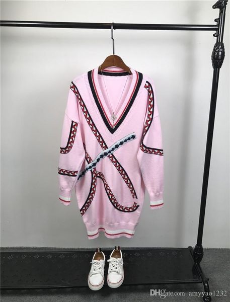 2016 pink/black v collar casual knitting long women's sweaters and pullovers high end brand same style vestidos, White;black
2016 pink/black v collar casual knitting long women's sweaters and pullovers high end brand same style vestidos, White;black