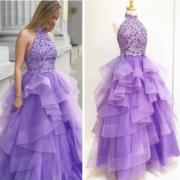 purple ruffles tiered skirt prom dresses high neck organza lace homecoming dress floor length custom made girls party gown, White;black
purple ruffles tiered skirt prom dresses high neck organza lace homecoming dress floor length custom made girls party gown, White;black