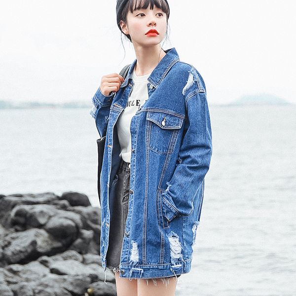 new autumn & winter women hole patch designs blue denim jacket 2018 harajuku bf wind jean jacket loose long sleeve female coats, Black;brown
new autumn & winter women hole patch designs blue denim jacket 2018 harajuku bf wind jean jacket loose long sleeve female coats, Black;brown