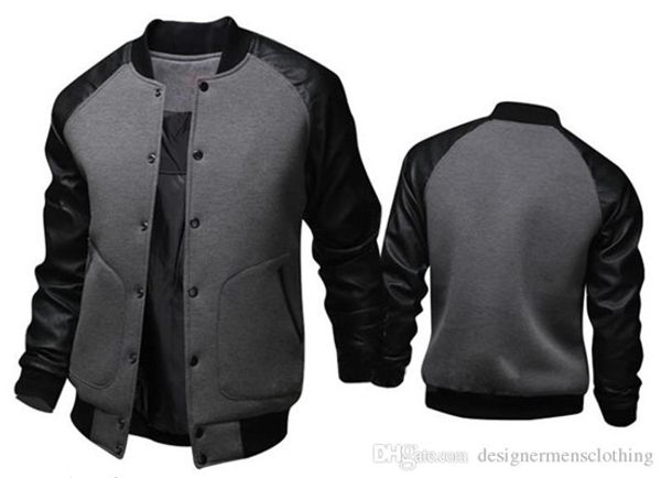 stand collar long sleeve baseballl mens coats sports panelled leather single breasted mens outerwear mens jackets, Black;brown
stand collar long sleeve baseballl mens coats sports panelled leather single breasted mens outerwear mens jackets, Black;brown