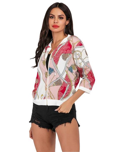 women casual geometric printing zipper short jacket loose sun protection coat female, Black;brown
women casual geometric printing zipper short jacket loose sun protection coat female, Black;brown