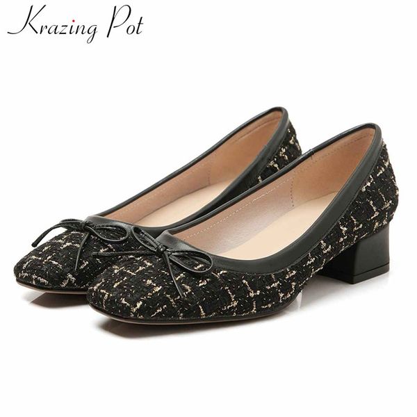krazing pot 2020 new fashion costume tweed ladies shoes toe butterfly-knot round toe med heels women slip on elegant pumps l36, Black
krazing pot 2020 new fashion costume tweed ladies shoes toe butterfly-knot round toe med heels women slip on elegant pumps l36, Black