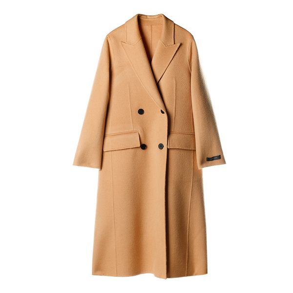 women's handmade double-breasted wool coat autumn and winter cashmere coat loose casual sheep, Black
women's handmade double-breasted wool coat autumn and winter cashmere coat loose casual sheep, Black