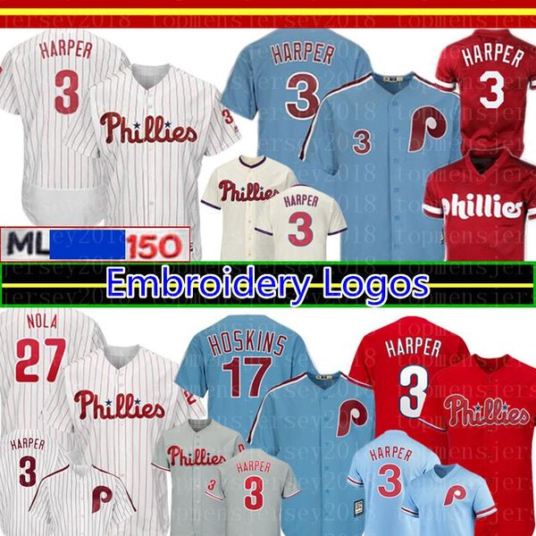 Phillies Bryce Harper Jersey Philadelphia Rhys Hoskins Aaron Nola Majestic Light Cool Base Cooperstown Baseball Jerseys 3 17
Phillies Bryce Harper Jersey Philadelphia Rhys Hoskins Aaron Nola Majestic Light Cool Base Cooperstown Baseball Jerseys 3 17