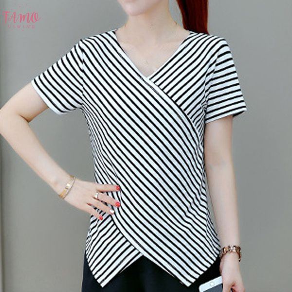 women stripe shirt summer v neck stripe print t shirt vintage slim fit short sleeve casual t shirt women clothing, White
women stripe shirt summer v neck stripe print t shirt vintage slim fit short sleeve casual t shirt women clothing, White