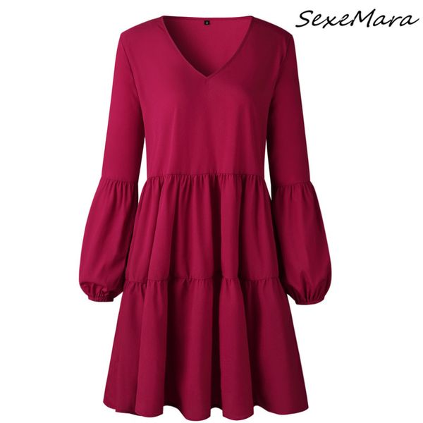 autumn fashion casual v-neck lantern sleeve dress women elegant ruffles loose mini dress, Black;gray
autumn fashion casual v-neck lantern sleeve dress women elegant ruffles loose mini dress, Black;gray