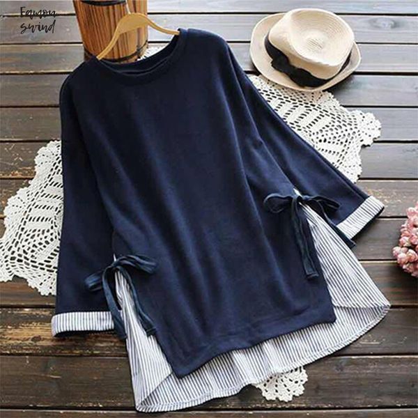 striped blouse women patchwork pullover autumn o neck long sleeve loose casual femme bow tie blusas shirt plus size, White
striped blouse women patchwork pullover autumn o neck long sleeve loose casual femme bow tie blusas shirt plus size, White