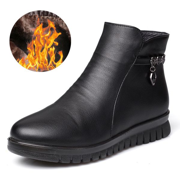 women's leather boots shoes winter footwear zipper boots-women booties ladies flat heel round toe low heels booties rubber, Black
women's leather boots shoes winter footwear zipper boots-women booties ladies flat heel round toe low heels booties rubber, Black