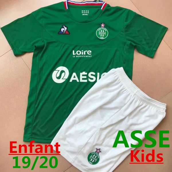 

new 2019 2020 as st Ã©tienne kids kit soccer jersey home green asse etienne saliba m'vila child football uniform 19/20 enfant maillot de, Black