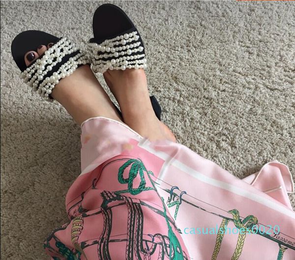 women slippers summer fashion brand classic luxury cool pearl chain suede lambskin travel sea beach flat flip flops c20, Black
women slippers summer fashion brand classic luxury cool pearl chain suede lambskin travel sea beach flat flip flops c20, Black