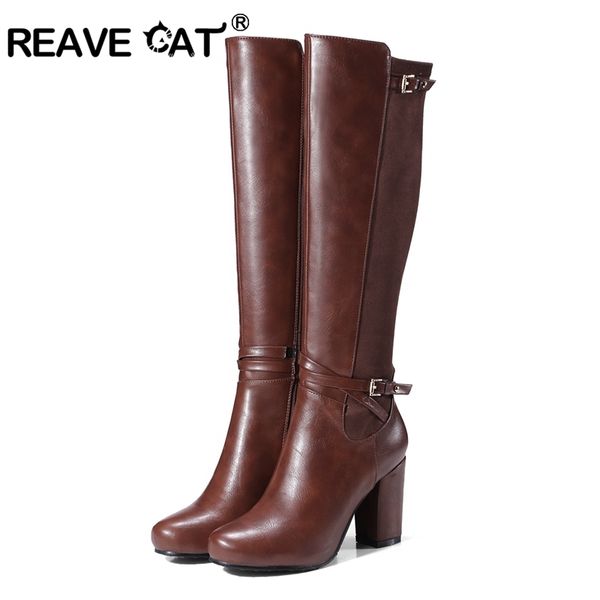 reave cat women knee-high boots stretch back winter warm round toe fashion botas quality footwear shoes zipper thick heel a956 ly191224, Black
reave cat women knee-high boots stretch back winter warm round toe fashion botas quality footwear shoes zipper thick heel a956 ly191224, Black
