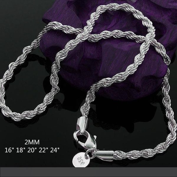 16-24 inch beautiful fashion elegant silver plated shine twisted line 2mm chain cute rope necklace pendant n226
16-24 inch beautiful fashion elegant silver plated shine twisted line 2mm chain cute rope necklace pendant n226
