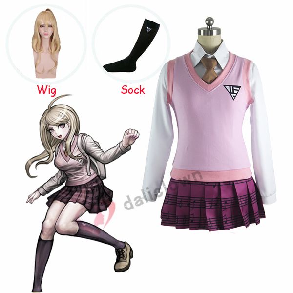 Anime Danganronpa V3 Kaede Akamatsu Cosplay Costume Japanese School Uniform Skirts Girl Women Halloween Cosplay Dress Outfits